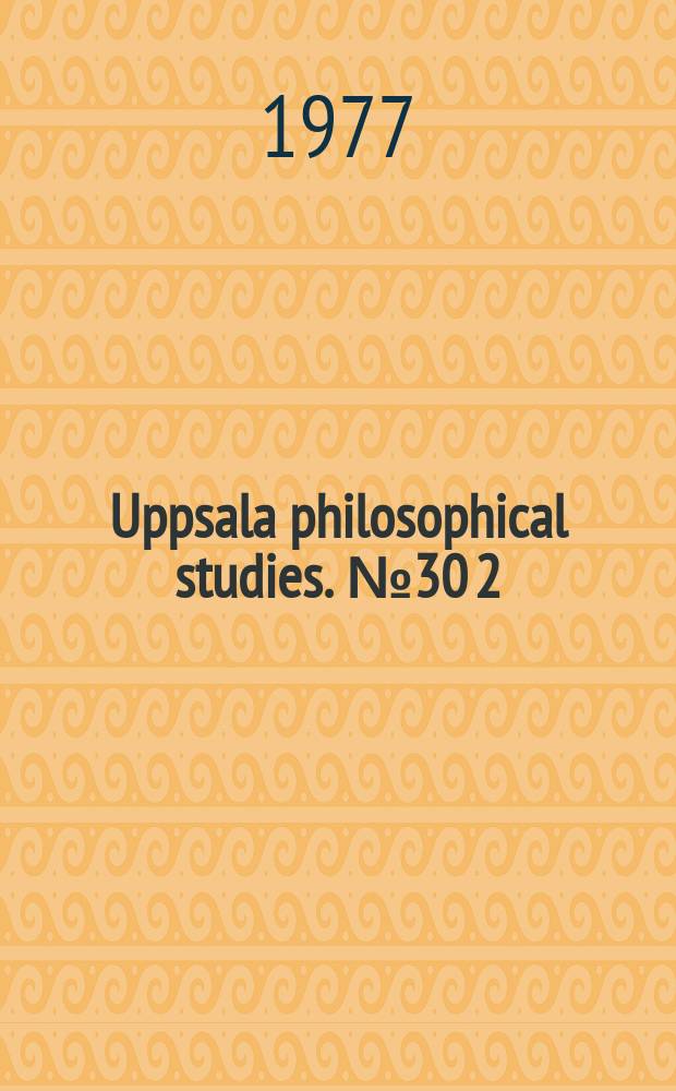 Uppsala philosophical studies. №30[2] : The concept of causal connection