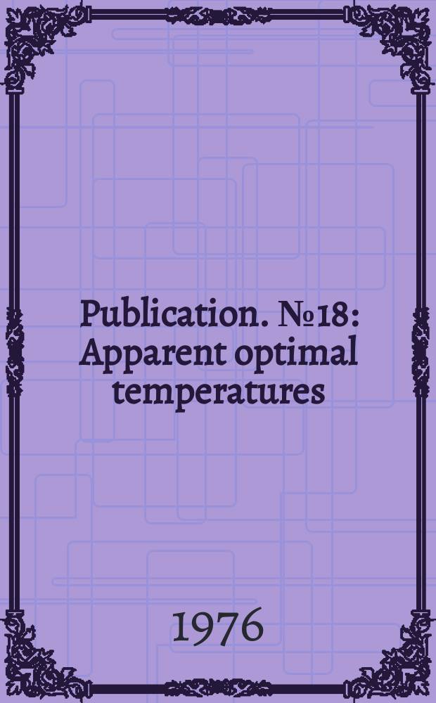 Publication. №18 : Apparent optimal temperatures