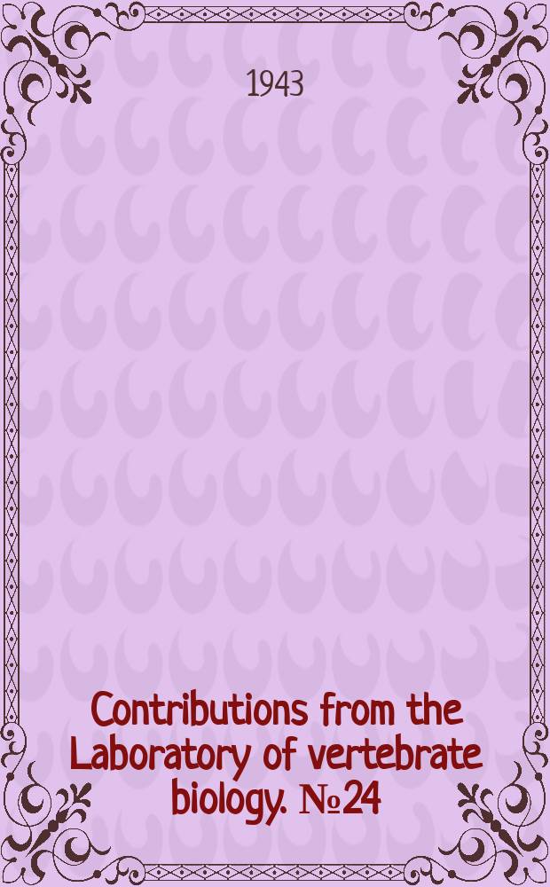 Contributions from the Laboratory of vertebrate biology. №24 : Biological and morphological distinctness of a previously undescribed species of the Peromyscus truei group from Texas