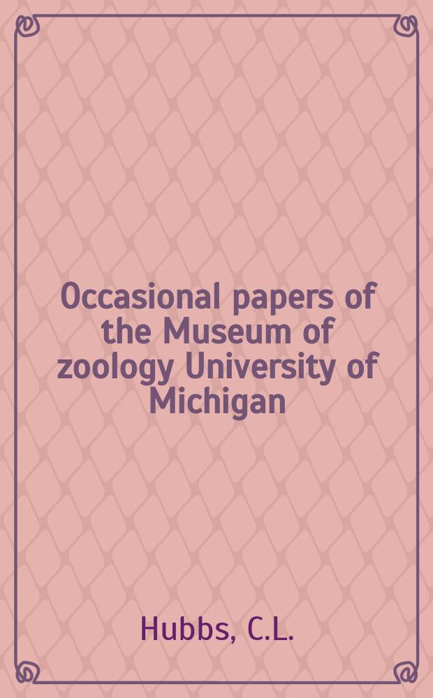 Occasional papers of the Museum of zoology University of Michigan : Hadropterus oxyrhynchus, a new percid fish from Virginia and West Virginia