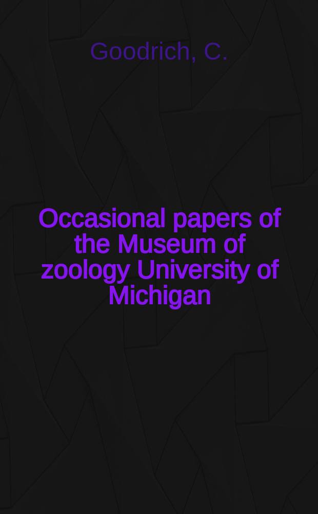 Occasional papers of the Museum of zoology University of Michigan : Studies of the gastropod family Pleuroceridae