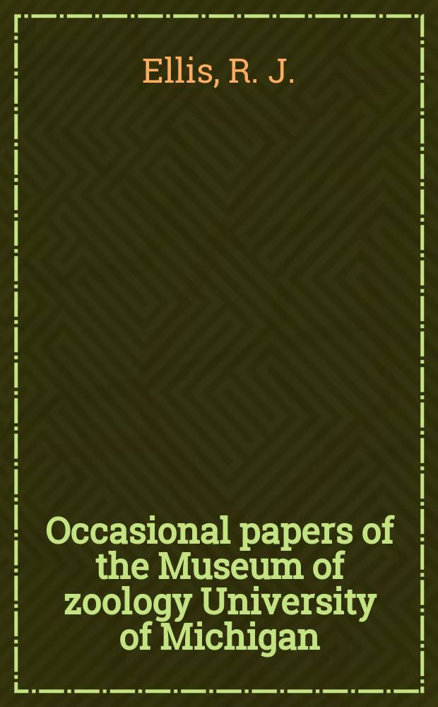 Occasional papers of the Museum of zoology University of Michigan : Adult caddisflies (Trichoptera) from Houghton Creek, Ogemaw county, Michigan