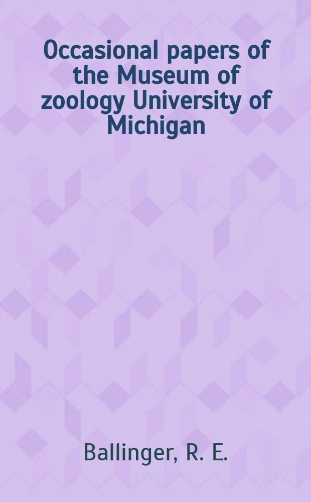 Occasional papers of the Museum of zoology University of Michigan : A new species of Uta...