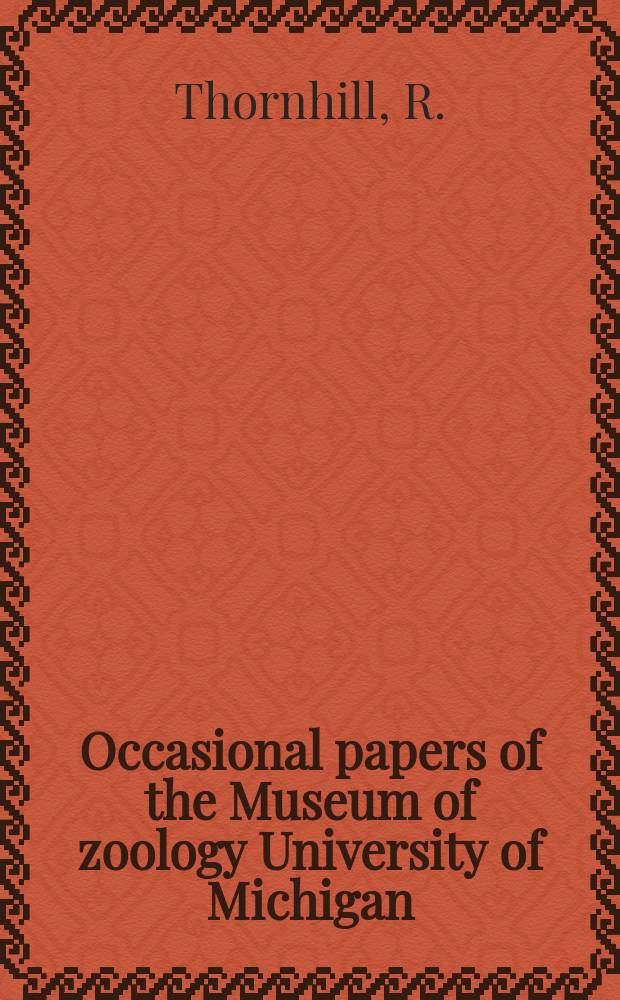 Occasional papers of the Museum of zoology University of Michigan : The comparative predatory