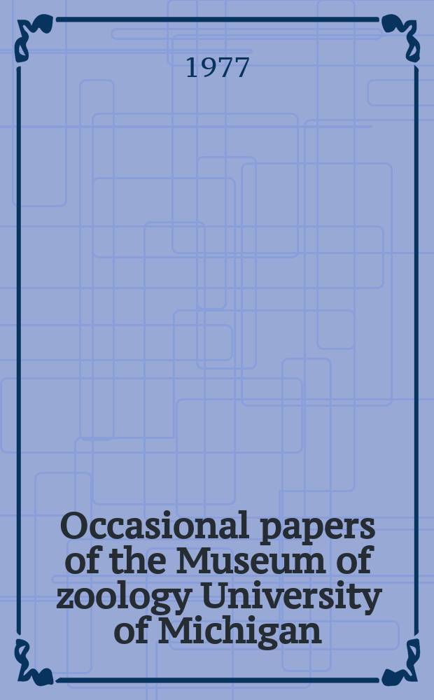 Occasional papers of the Museum of zoology University of Michigan : Cichlid fishes...