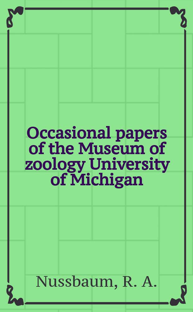 Occasional papers of the Museum of zoology University of Michigan : Rhinatrematidae