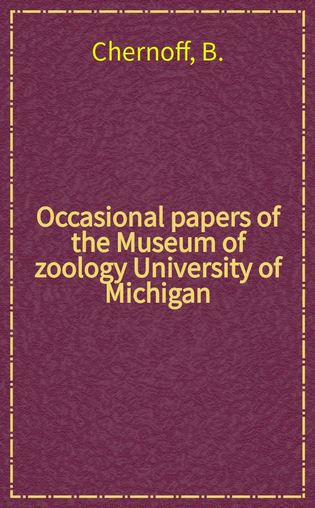 Occasional papers of the Museum of zoology University of Michigan : Notropis orca and Notropis simus, cyprinid...