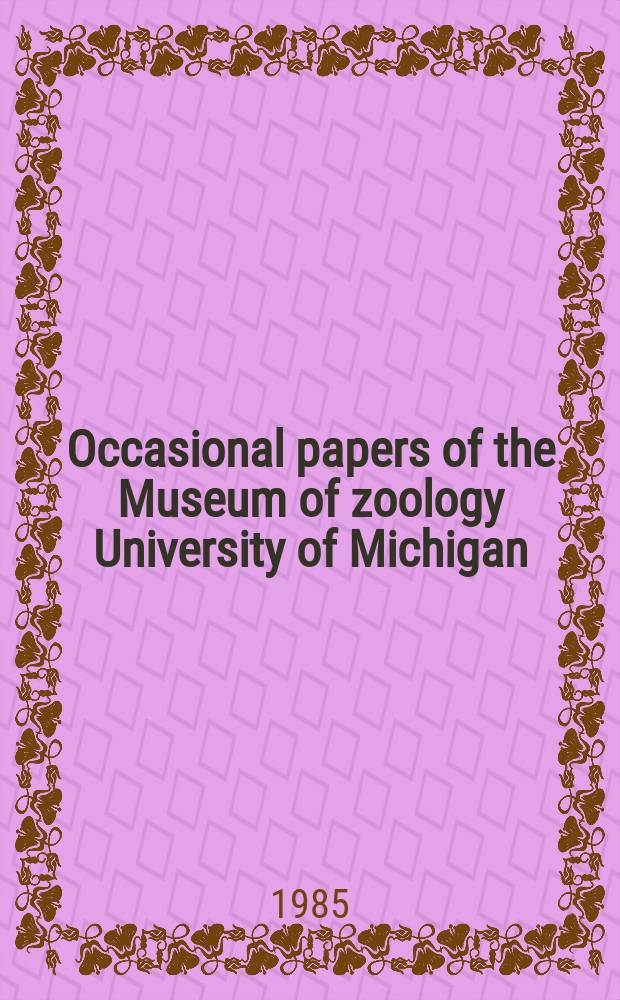 Occasional papers of the Museum of zoology University of Michigan : A new species of Colostethus...