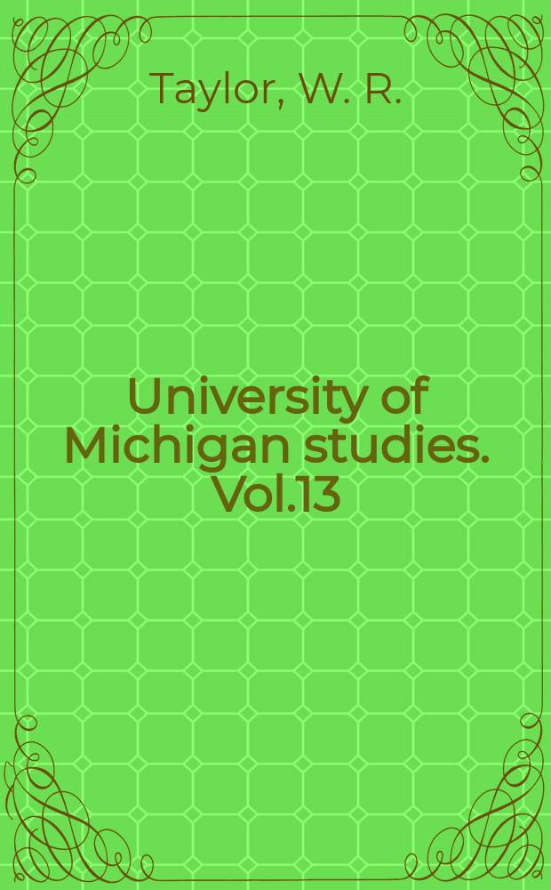 University of Michigan studies. Vol.13 : Marine algae of the Northeastern coast of North America