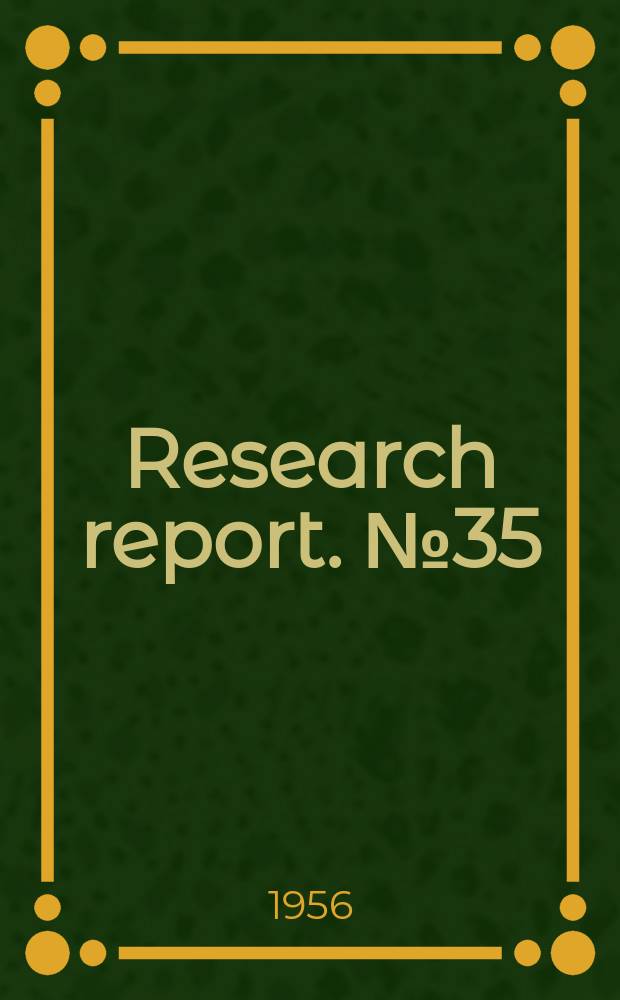 Research report. № 35 : Currents and water masses of lake Huron