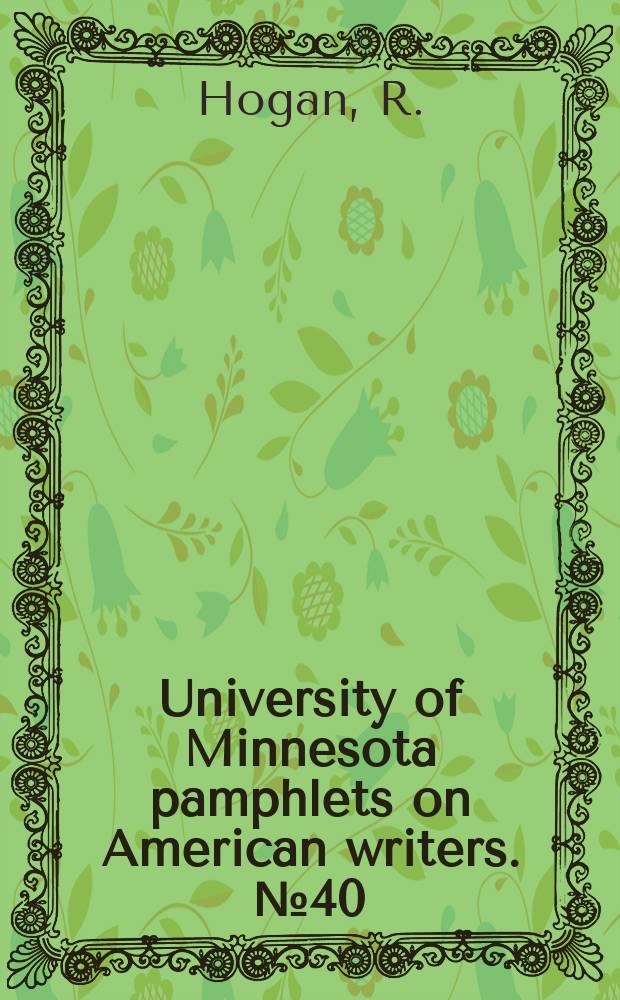 University of Minnesota pamphlets on American writers. №40 : Arthur Miller