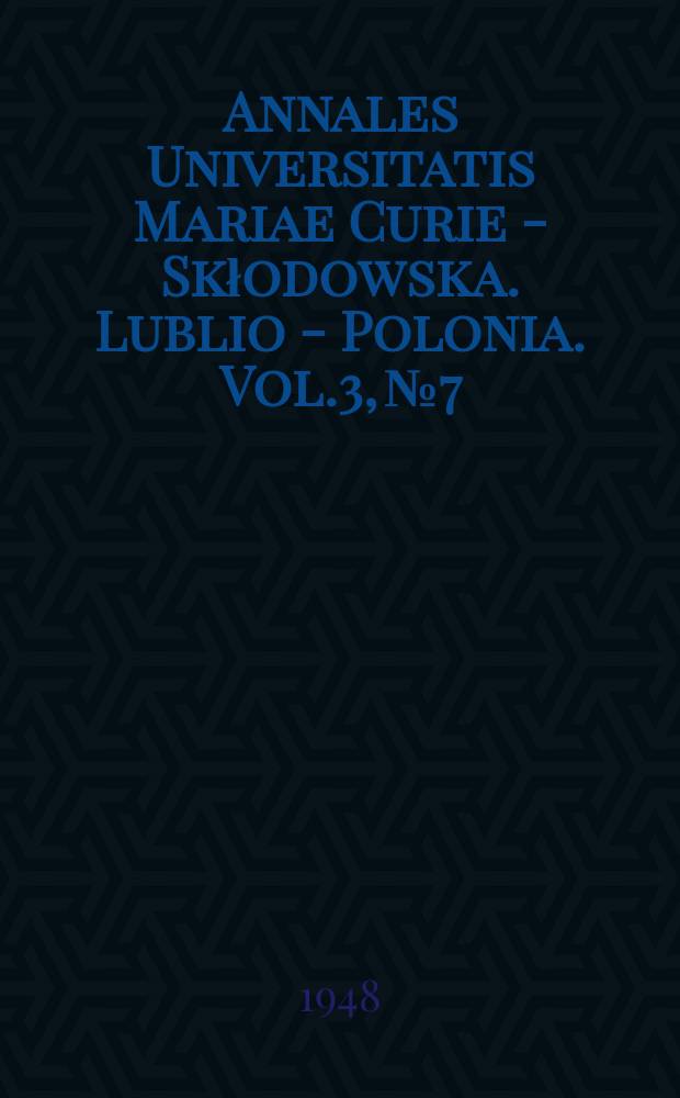 Annales Universitatis Mariae Curie - Skłodowska. Lublio - Polonia. Vol.3, №7 : Materiały do monografii rodzaju Calamagrostis Adans