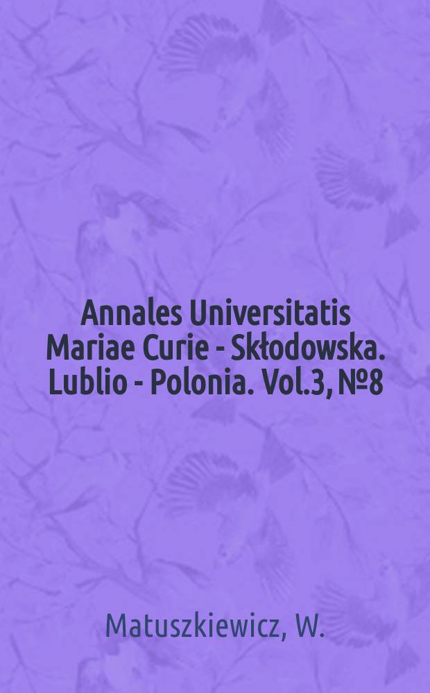 Annales Universitatis Mariae Curie - Skłodowska. Lublio - Polonia. Vol.3, №8 : Calamagrostis agrostioides n. spec
