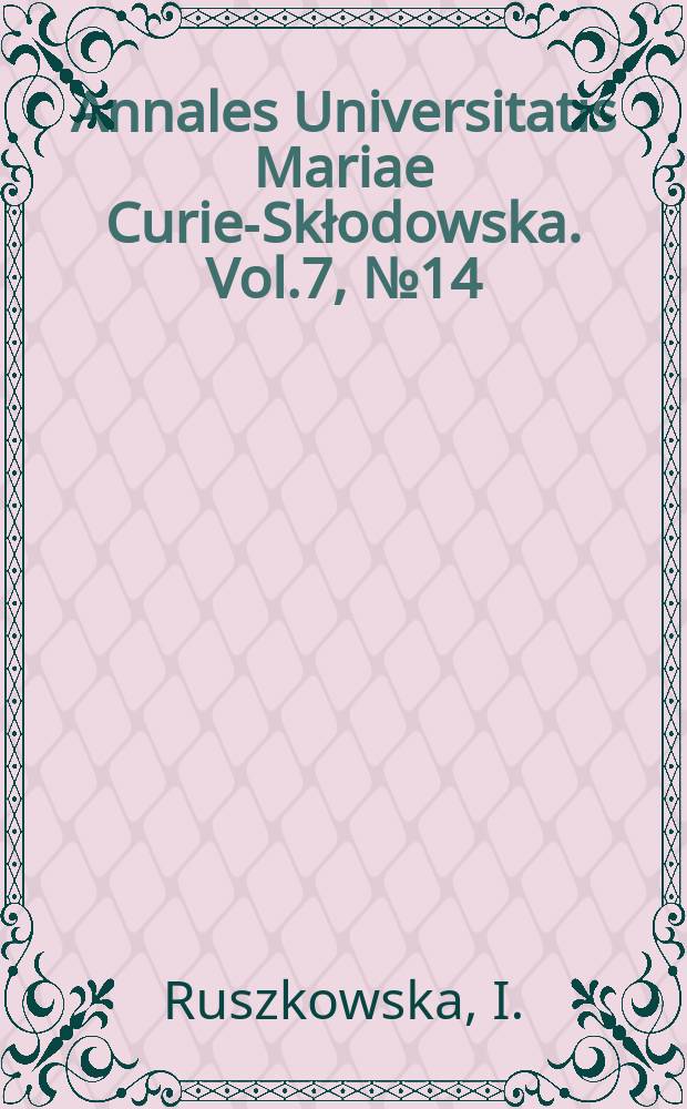 Annales Universitatis Mariae Curie-Skłodowska. Vol.7, №14 : Biologia szkodnika cebuli chowacza szczypiorowego Ceuthorrhynchus suturalis Fab. (Col. Curculionidae)