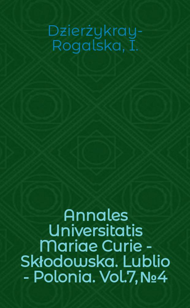 Annales Universitatis Mariae Curie - Skłodowska. Lublio - Polonia. Vol.7, №4 : Zmiany morfohistologiczne tarczycy S. a araneus l. w. cyklu życiowym