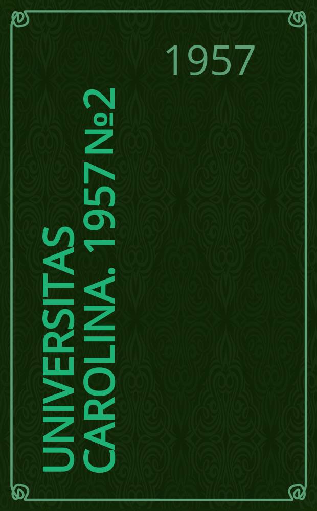 Universitas Carolina. 1957 № 2