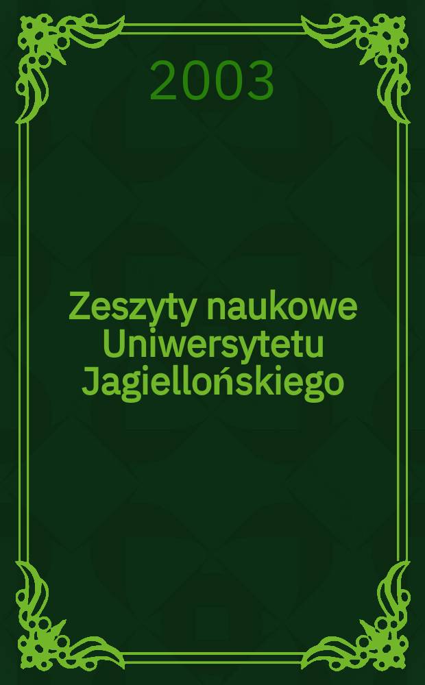 Zeszyty naukowe Uniwersytetu Jagiellońskiego