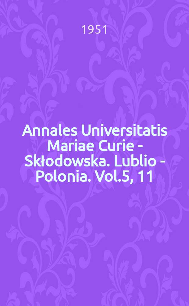 Annales Universitatis Mariae Curie - Skłodowska. Lublio - Polonia. Vol.5, 11 : Analiza puławskiej populacji Sorex araneus araneus L. i Sorex minutus minutus L.