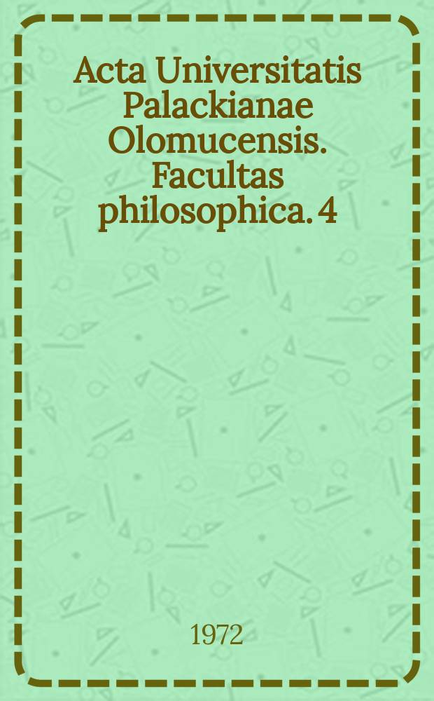 Acta Universitatis Palackianae Olomucensis. Facultas philosophica. 4 : Universita Palackého . Olomouc. katedra výtvarné teorie a výchovy . Dvacet pět let. Katedry...