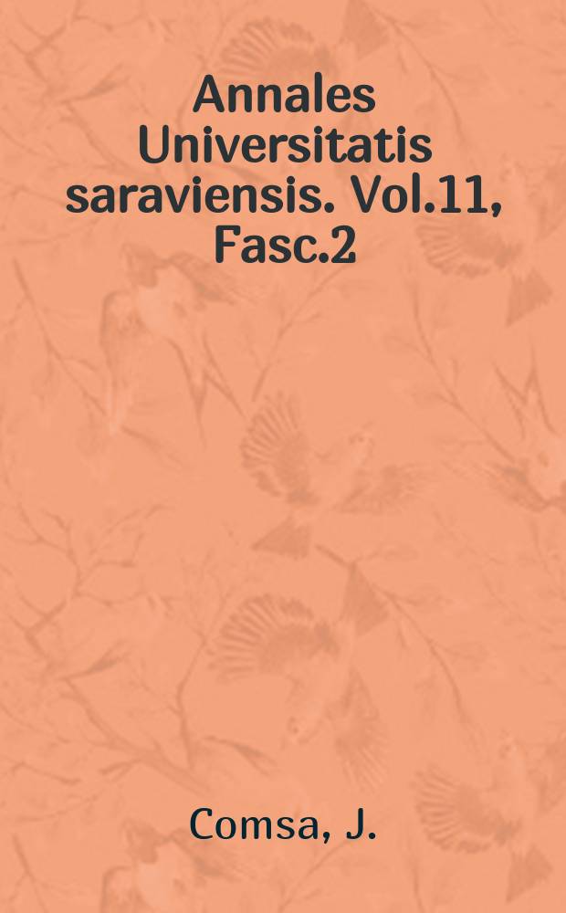 Annales Universitatis saraviensis. Vol.11, Fasc.2 : Über die neurovegetative Koordination der endokrinen Funktionen