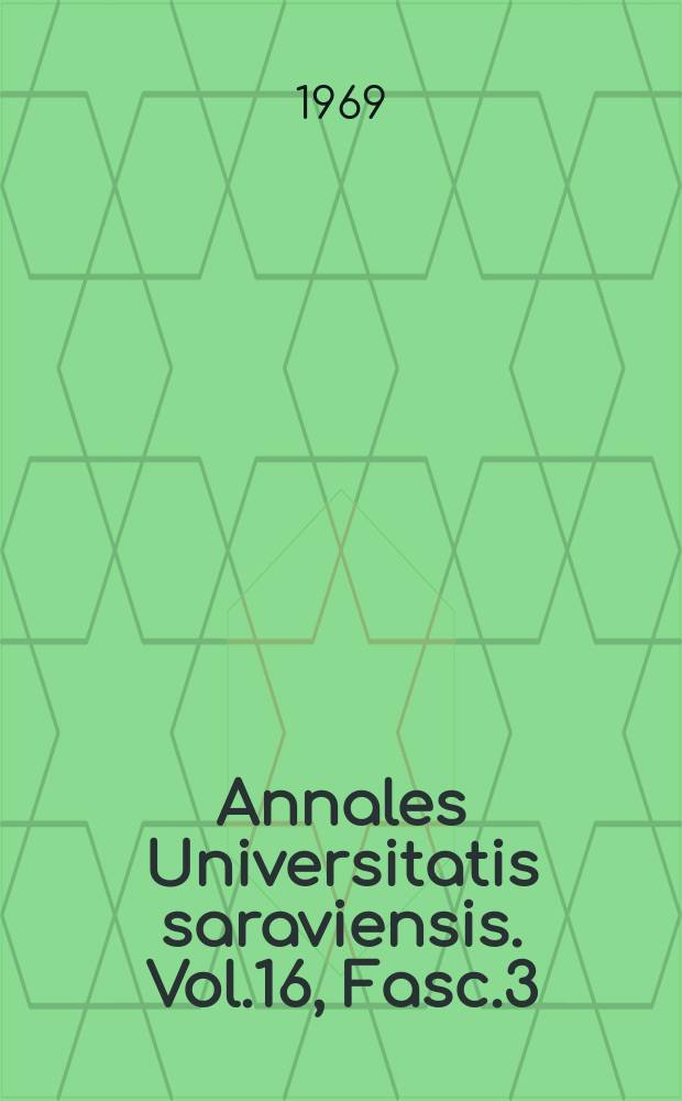 Annales Universitatis saraviensis. Vol.16, Fasc.3 : Intravitale Druckmessung am Knochen