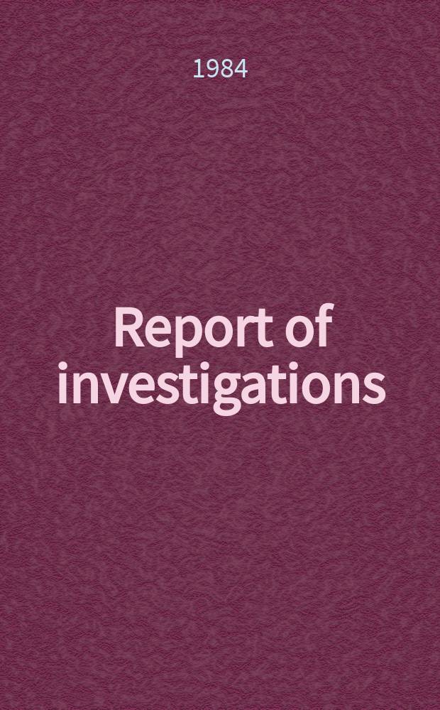 Report of investigations : Thermodynamic properties of hedenbergite ...