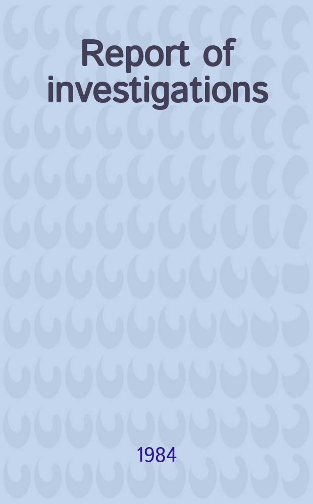 Report of investigations : High-temperature ...