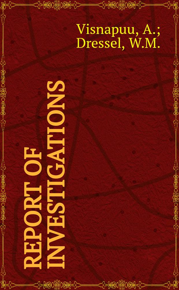 Report of investigations : Upgrading domestic high-iron