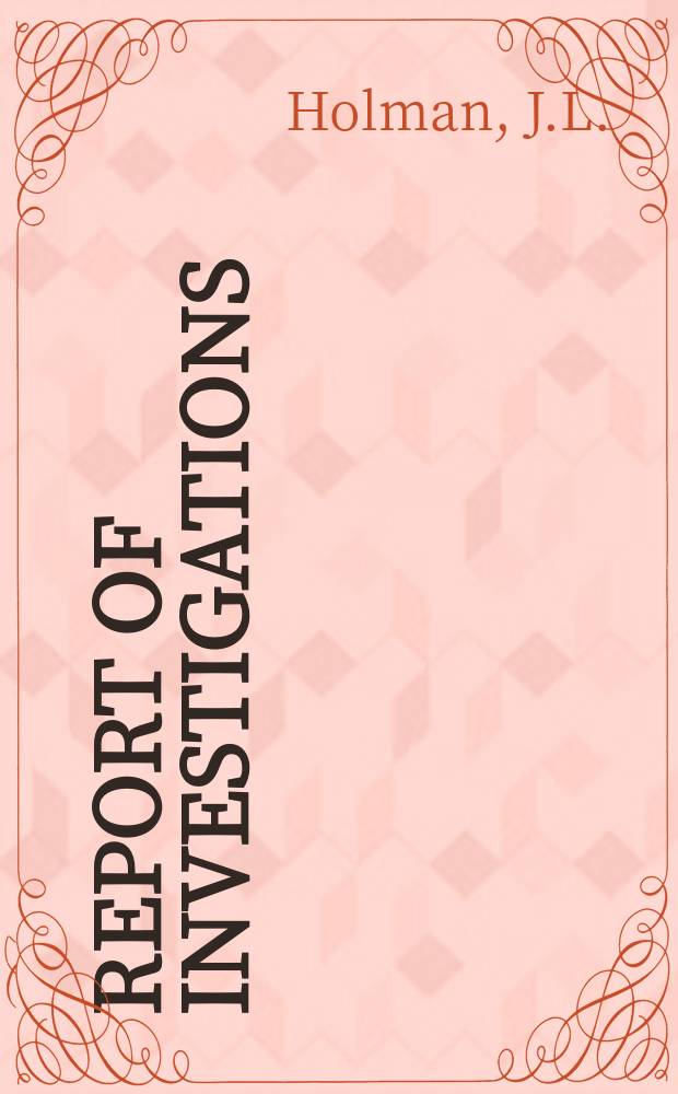 Report of investigations : Deposition of nickel ...