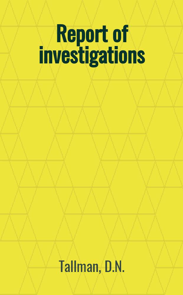 Report of investigations : Field evaluations of magnesium ...