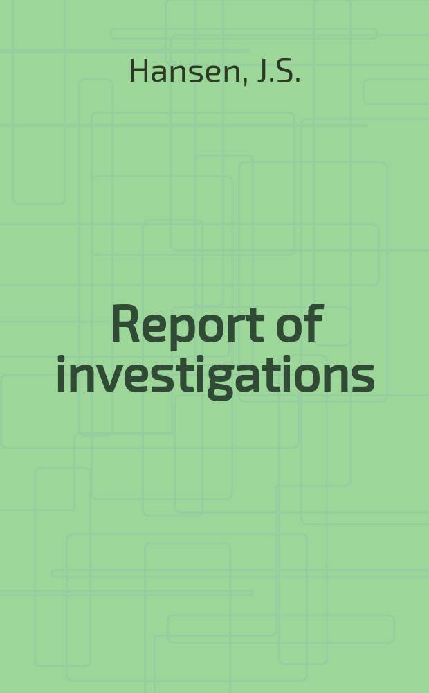 Report of investigations : Pull and creep tests on gypsumbonded ...