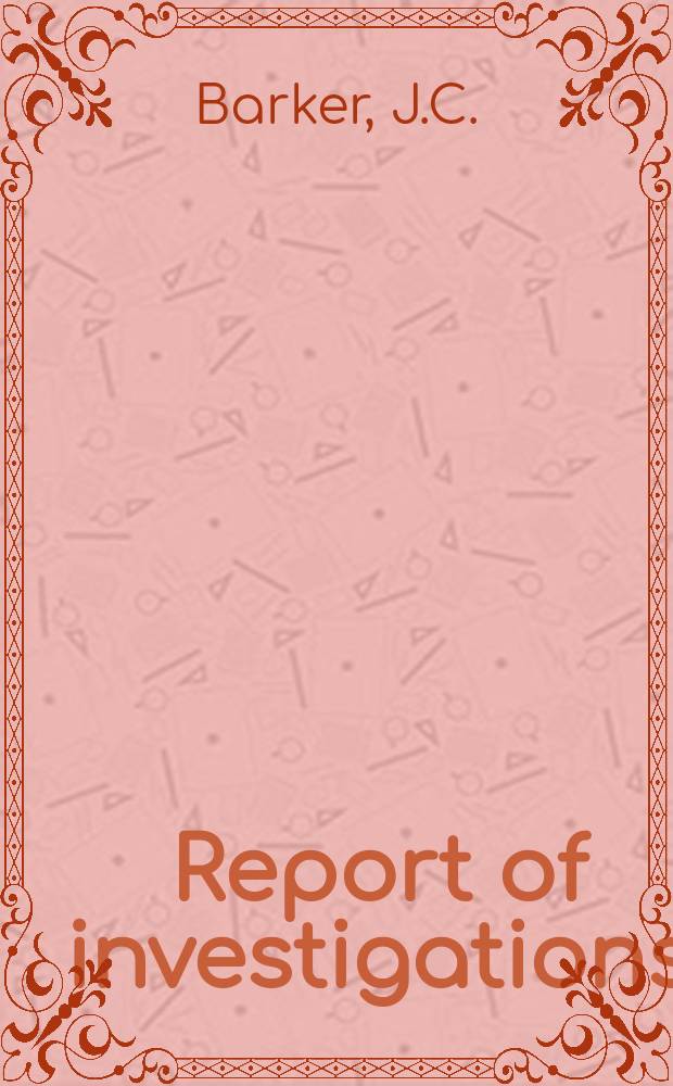 Report of investigations : Analysis of sampling variance from certain ...