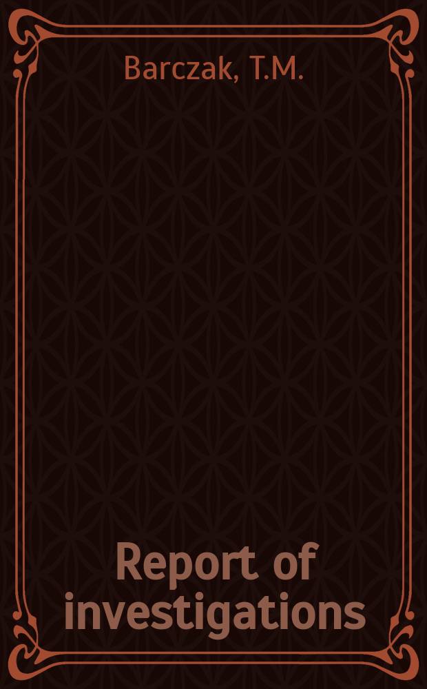 Report of investigations : Shield mechanics and resultant ...