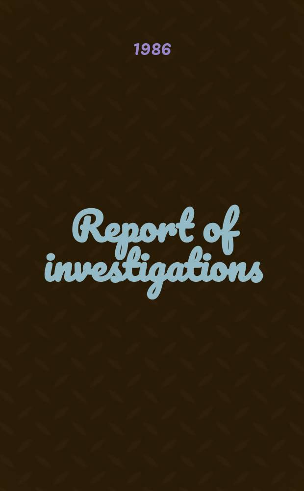 Report of investigations : Particle size distribution