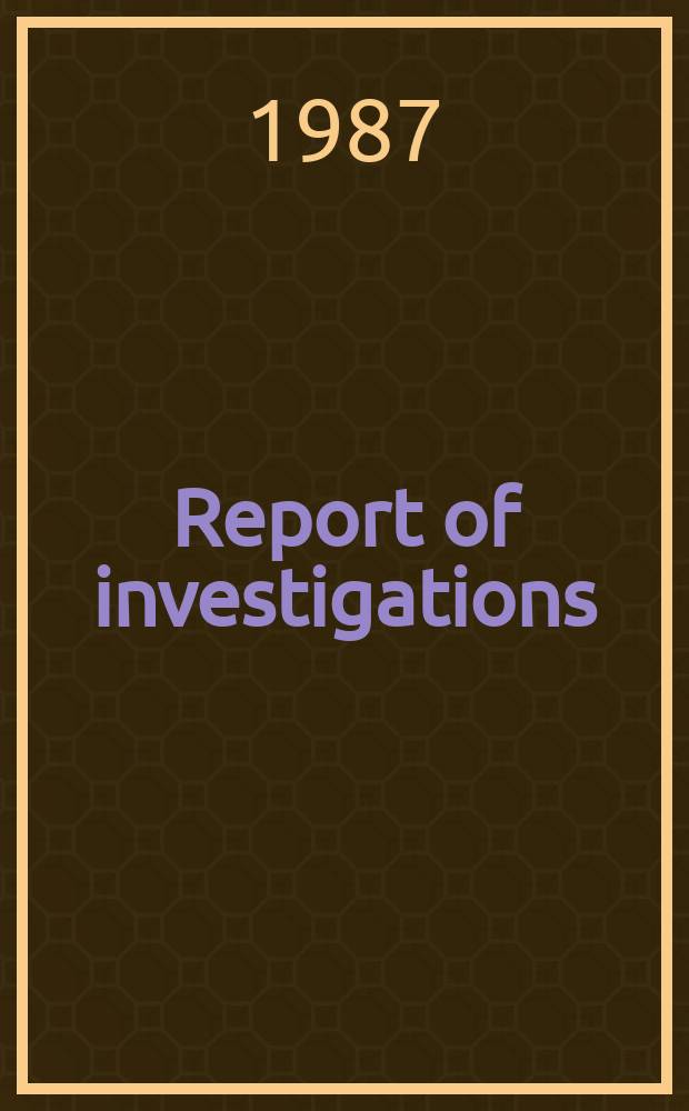Report of investigations : Bolt anchorage with gypsum-plaster ...