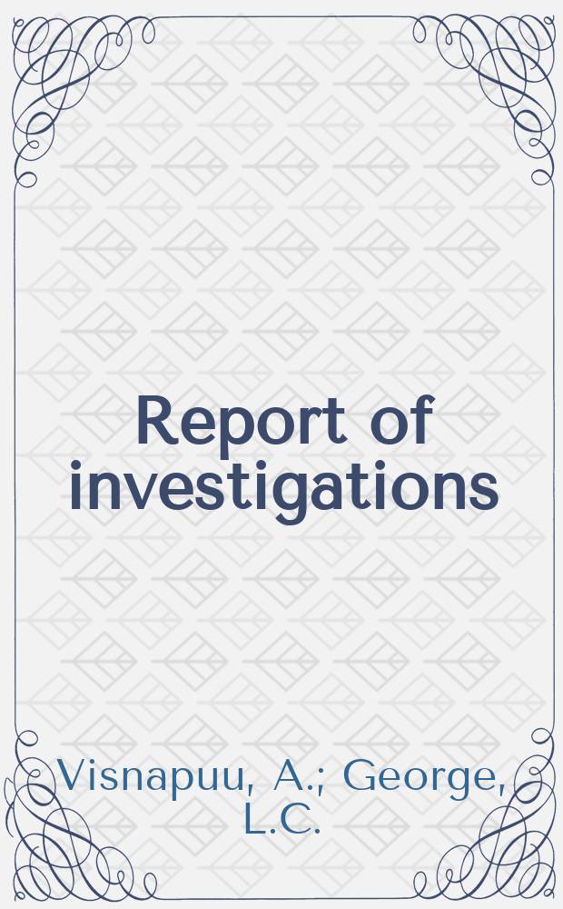 Report of investigations : Recovery of critical metals ...
