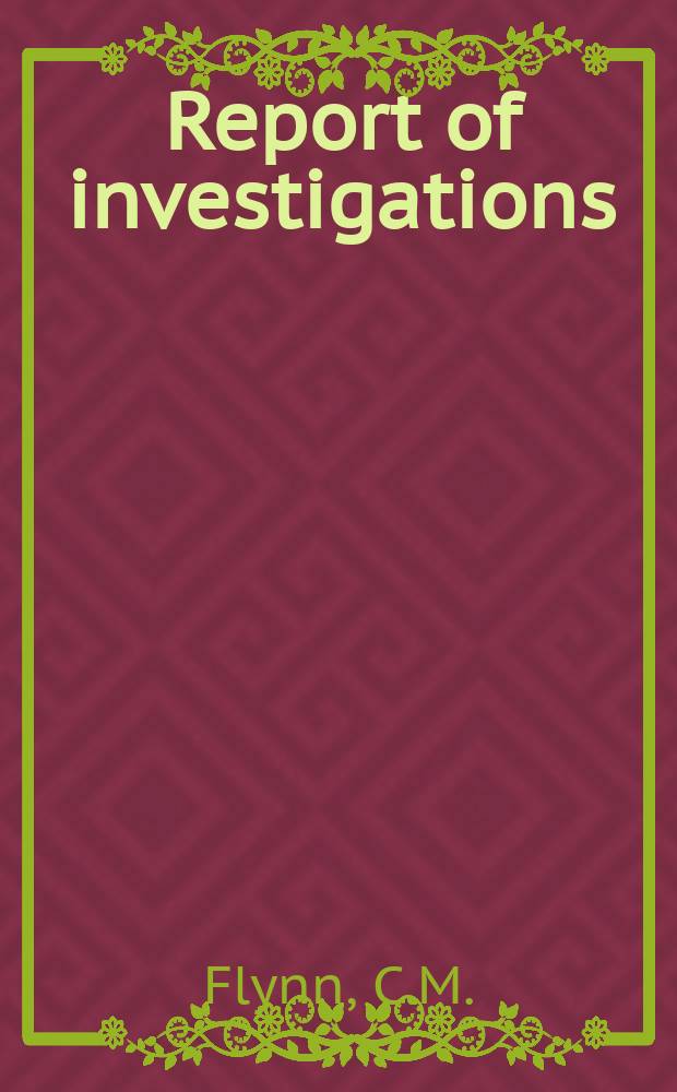 Report of investigations : Solubilities of sideronatrite ...