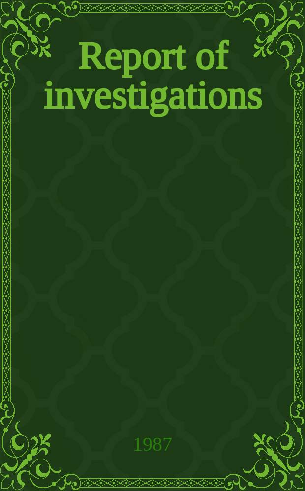 Report of investigations : Recovery of phosphate from Florida ...