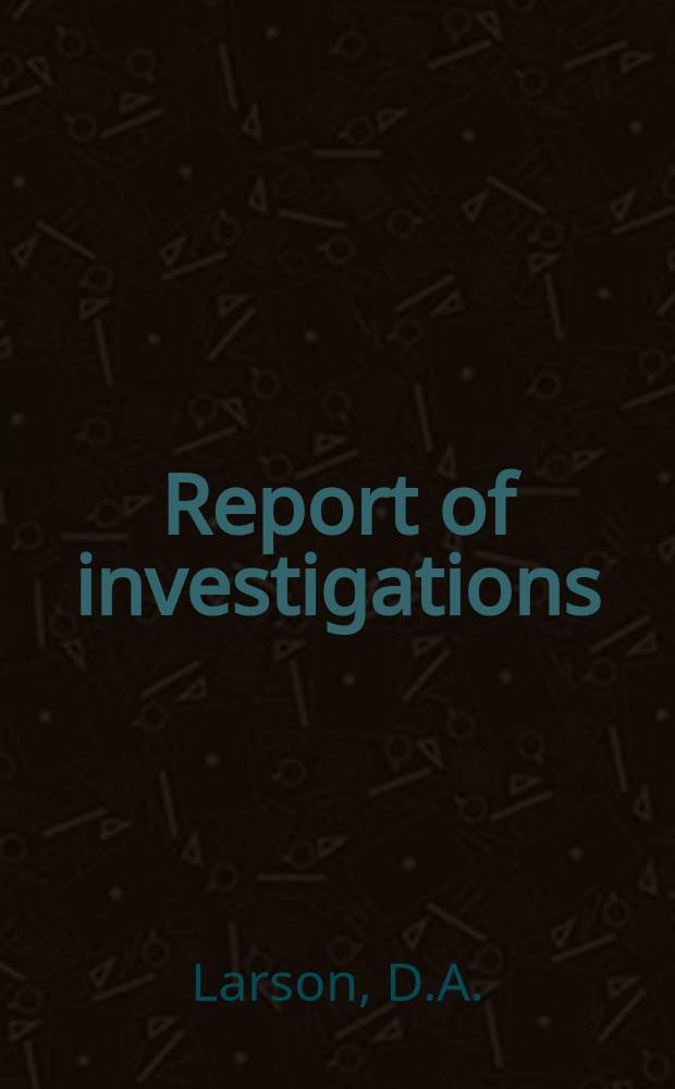 Report of investigations : Large-scale testing of the ripper ...