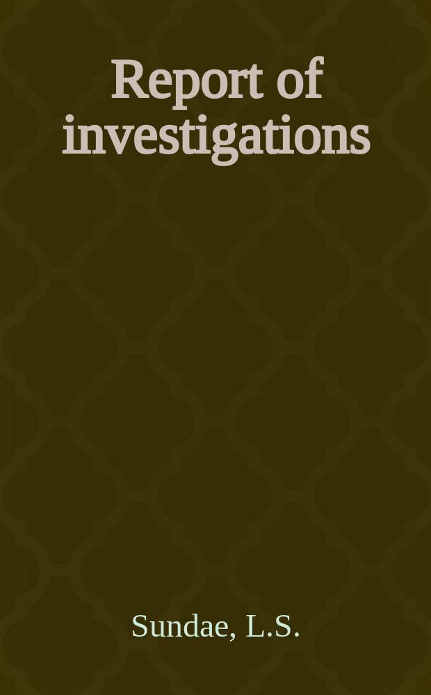 Report of investigations : In situ comparison of radial ...