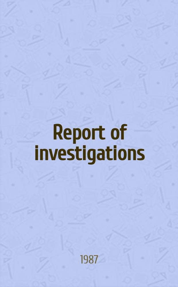 Report of investigations : Avoiding anchorage problems ...