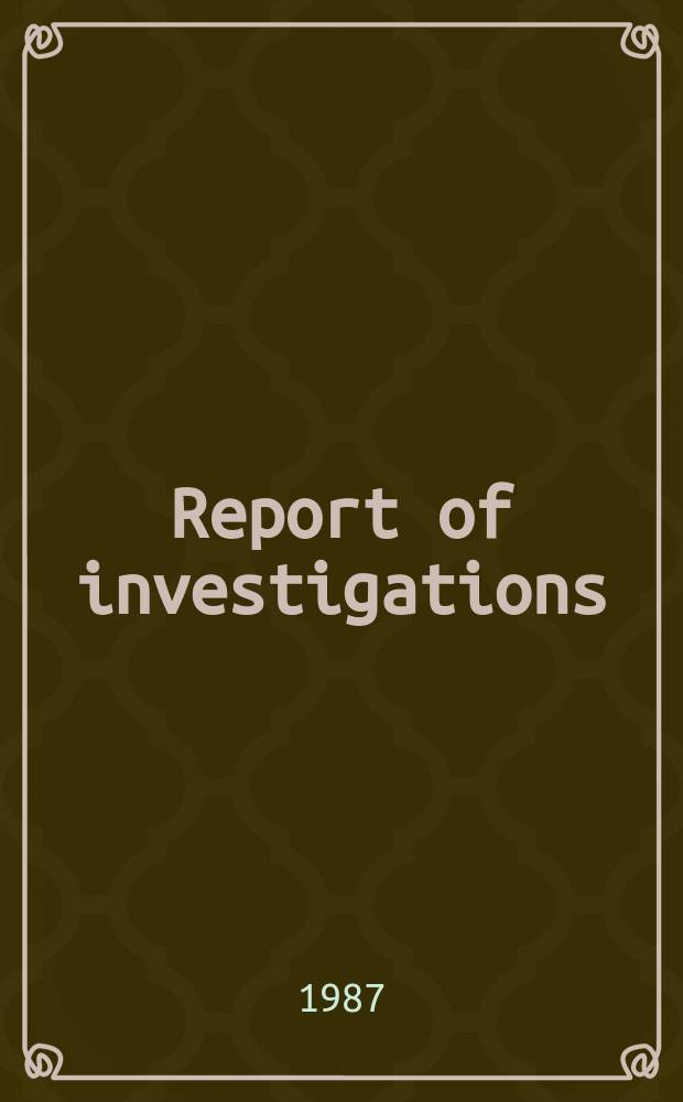 Report of investigations : Prediction of surface deformations ...