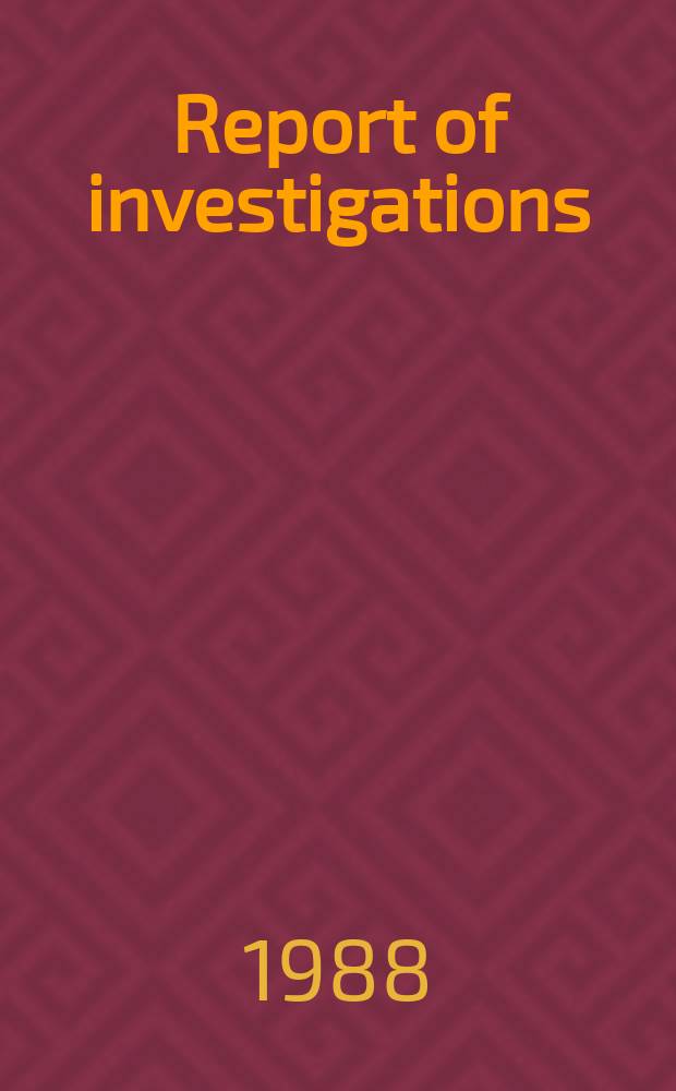 Report of investigations : Measurement of incombustible ...