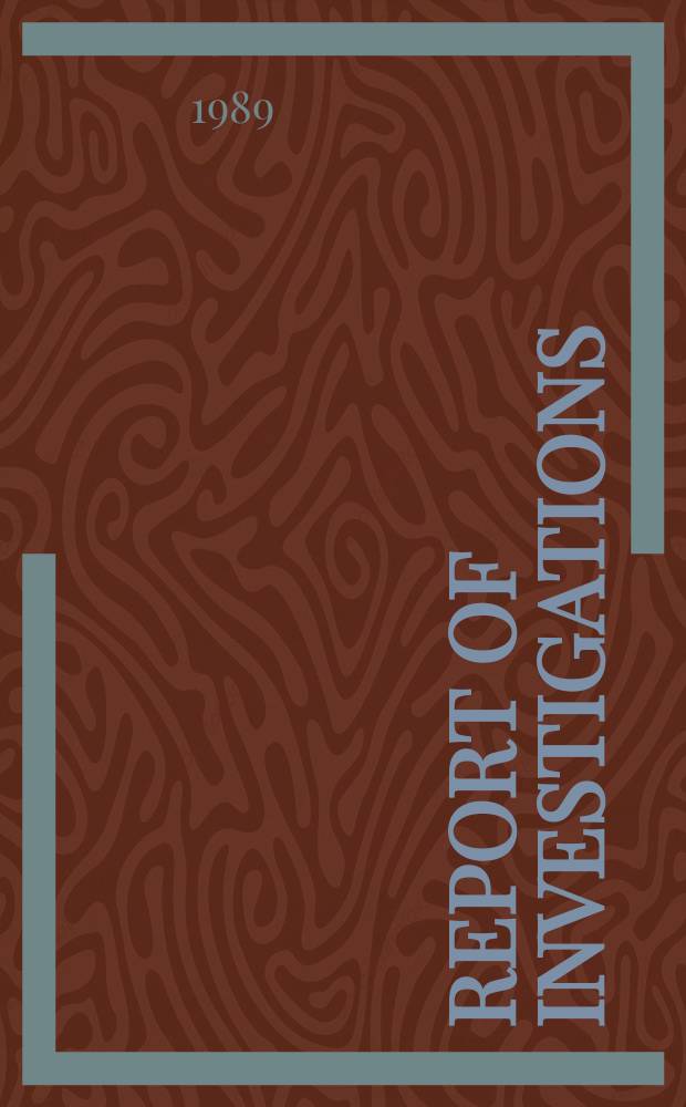 Report of investigations : Instrumentation ...