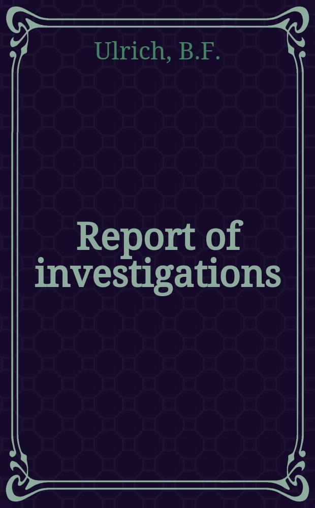 Report of investigations : Relationships between annulus thickness ...