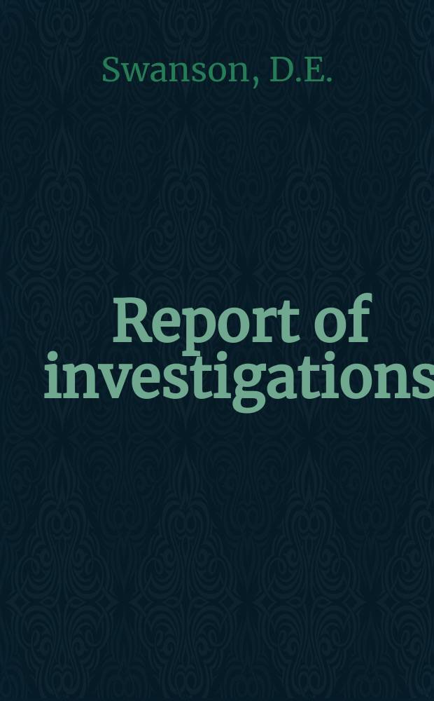 Report of investigations : Collimated abrasive water ...