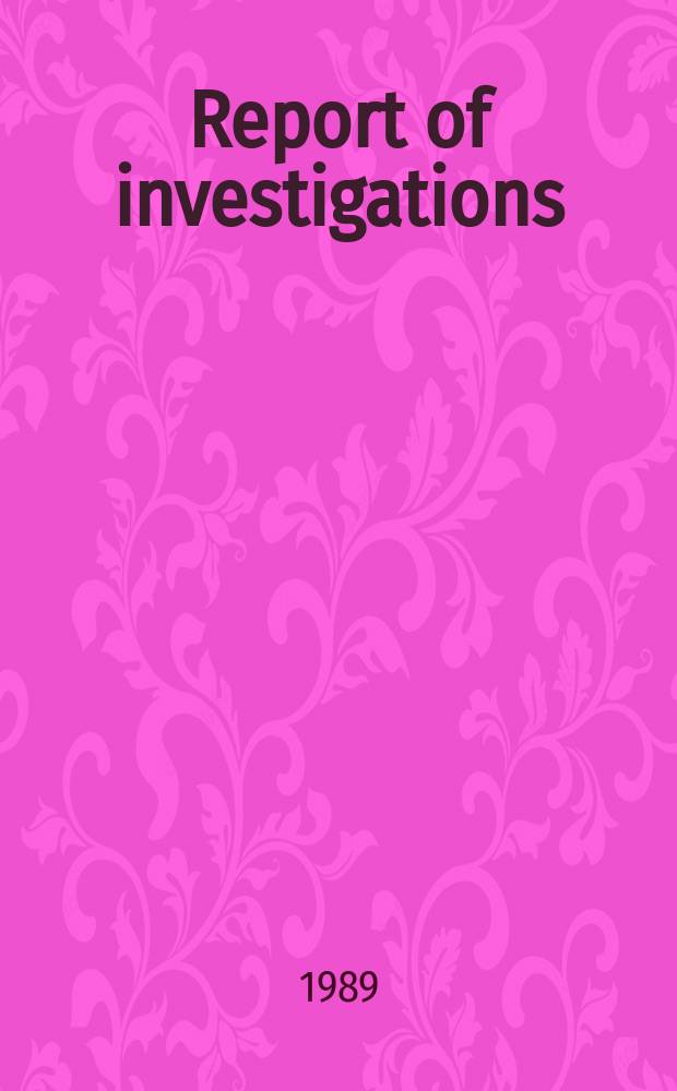 Report of investigations : Well point dewatering of phosphatic ...