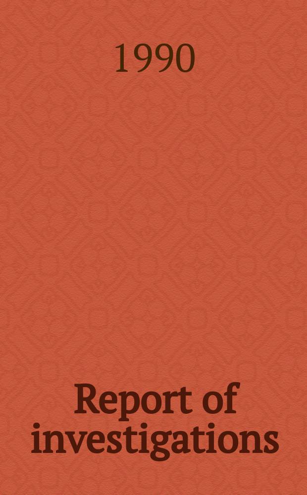 Report of investigations : Stress determination ...