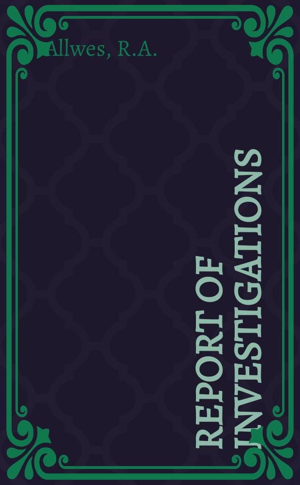 Report of investigations : Arch canopy verification tests