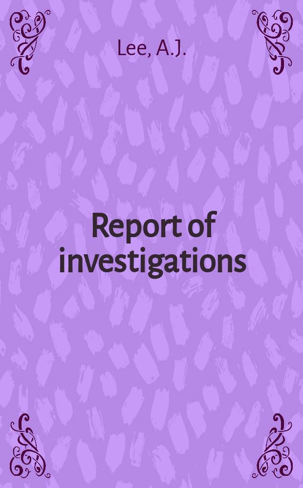 Report of investigations : Pressure leaching of galena concentrates ...